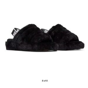 UGG Women's Black Fuzzy Slippers Size 9